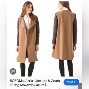BCBGMaxAzria Women's Tan and Black Trench Coat